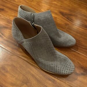 Lucky Brand Gray Perforated Ankle Boots